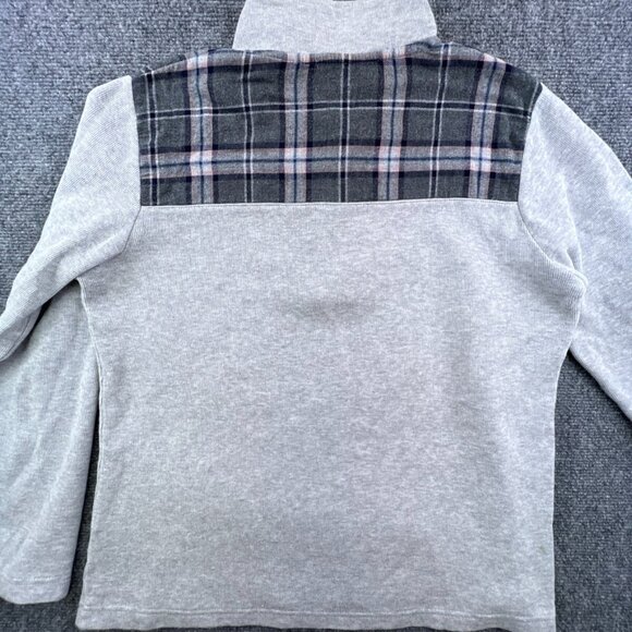 Orvis Womens Sweatshirt Pullover 1/4 Button Solid Gray Long Sleeve Knit Cotton - Picture 10 of 10